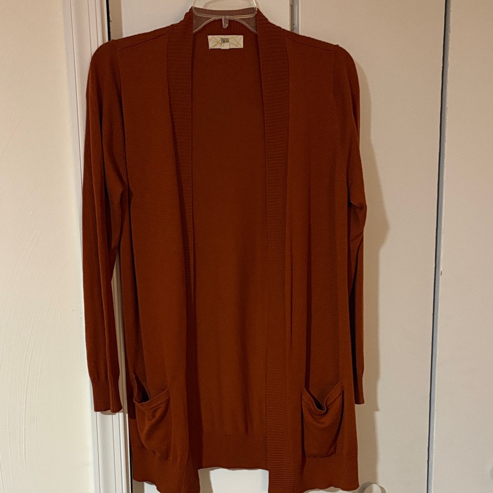 PINQUE Front Pocket Ribbed Trim Cardigan
